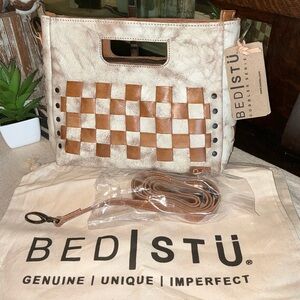 Bed Stu Cream and Brown Crossbody Bag